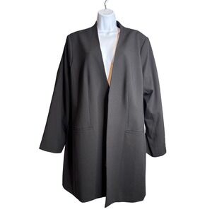 Calvin Klein Womens Black Open Front Jacket Sz 18 Minimalist‎ Euro Scandi Blazer